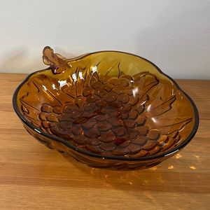 1970's Amber Colored & Grape Shaped And Molded Glass Fruit Bow